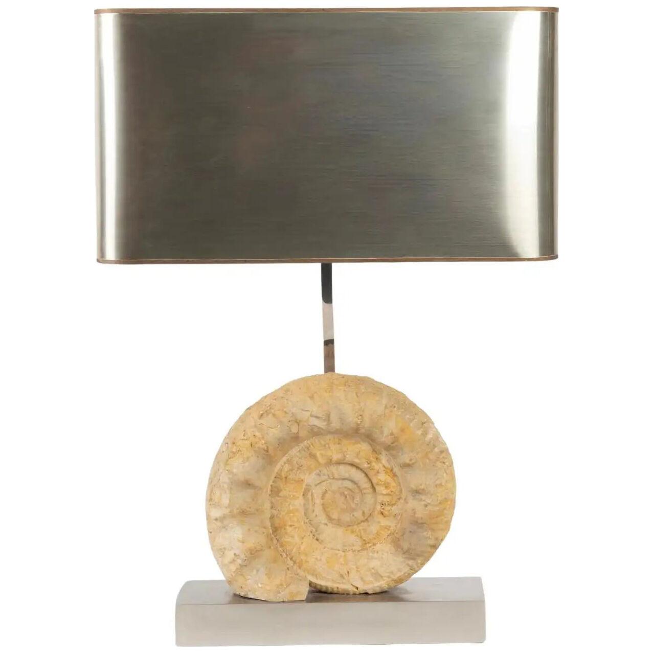 1970, Lamp by Willy Daro Brass Model Ammonite