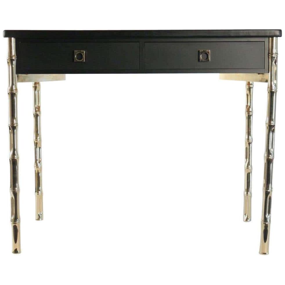 Maison Jansen desk from the 60's with Guy Lefèvre brass handles.