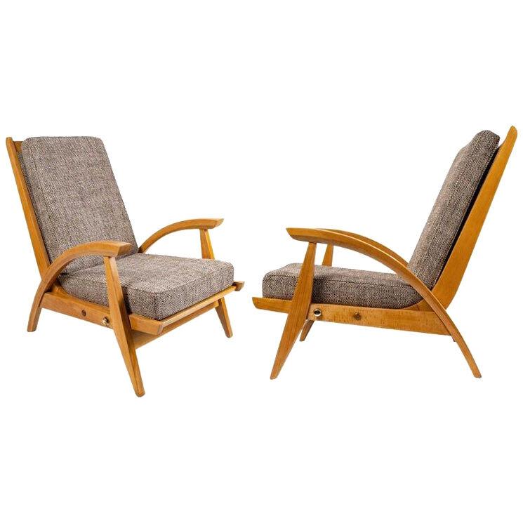 Pair of Guy Besnard armchairs for FreeSpan 1950