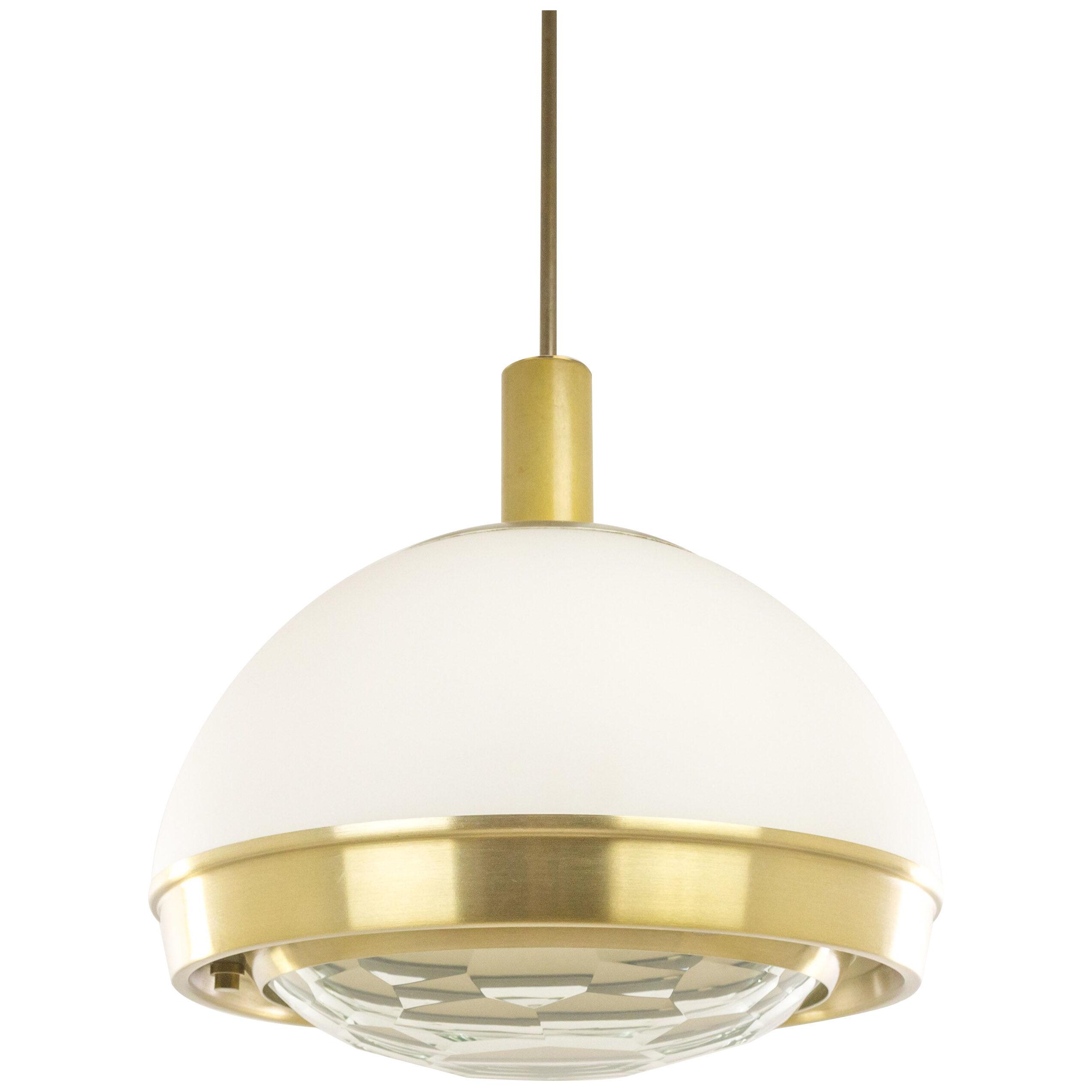 Brass pendant with faceted glass by Pia Guidetti Crippa for Lumi, 1960s