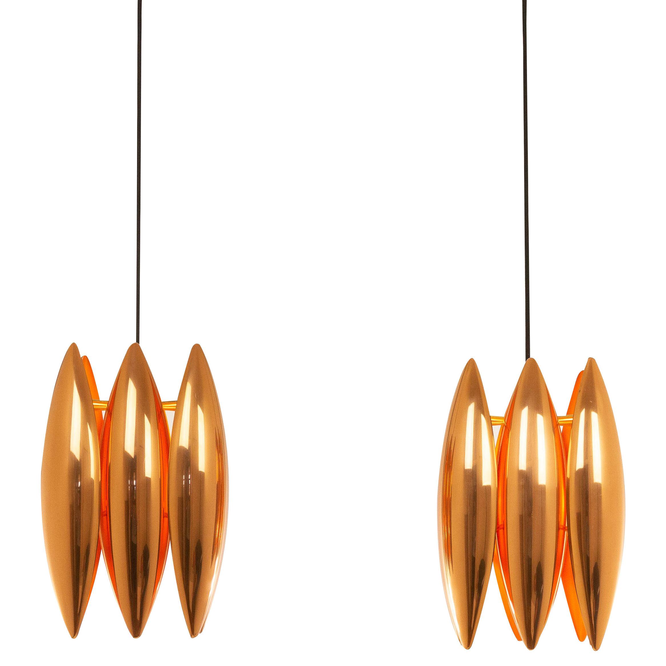 Pair of copper Kastor pendants by Jo Hammerborg for Fog & Mørup, 1960s