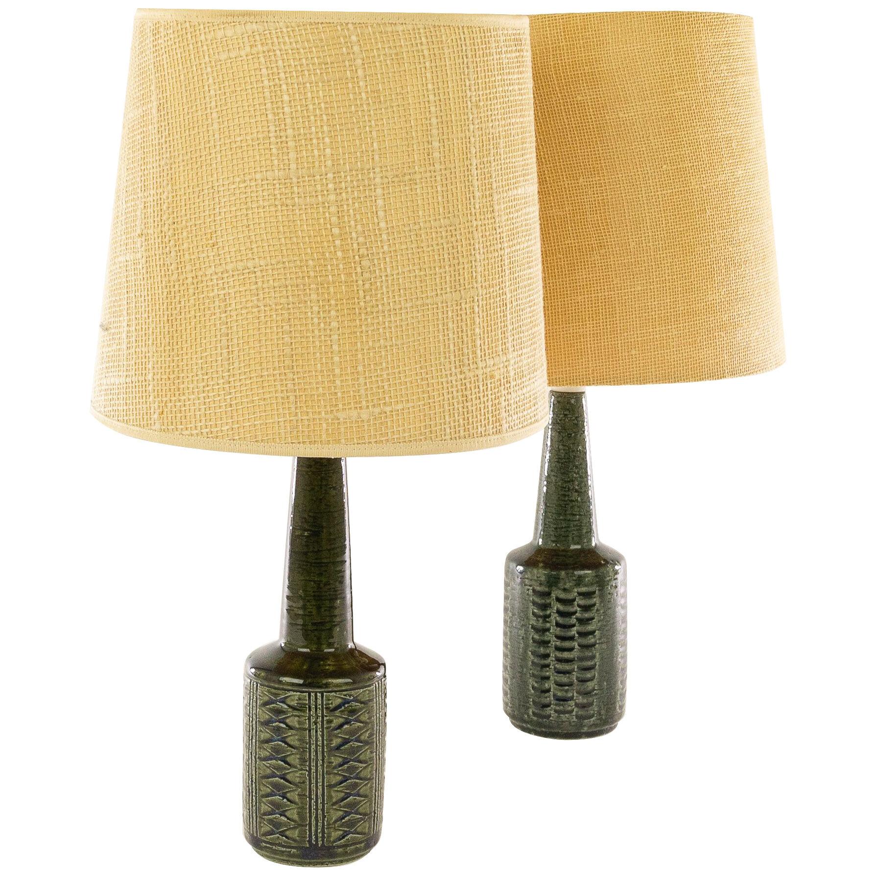Pair of green DL/21 table lamps by Linnemann-Schmidt for Palshus, 1960s