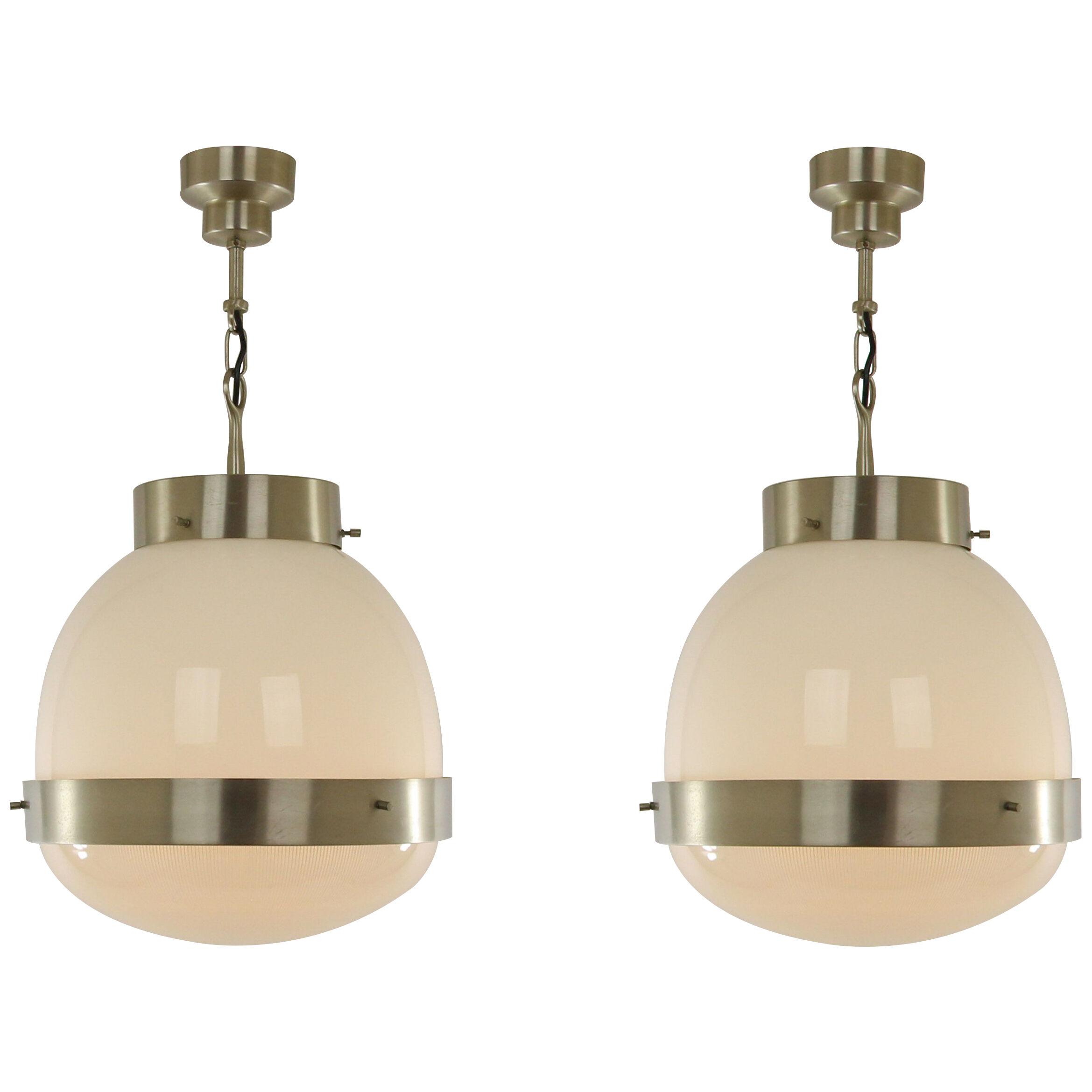 Pair of large Delta pendants by Sergio Mazza for Artemide, 1960s