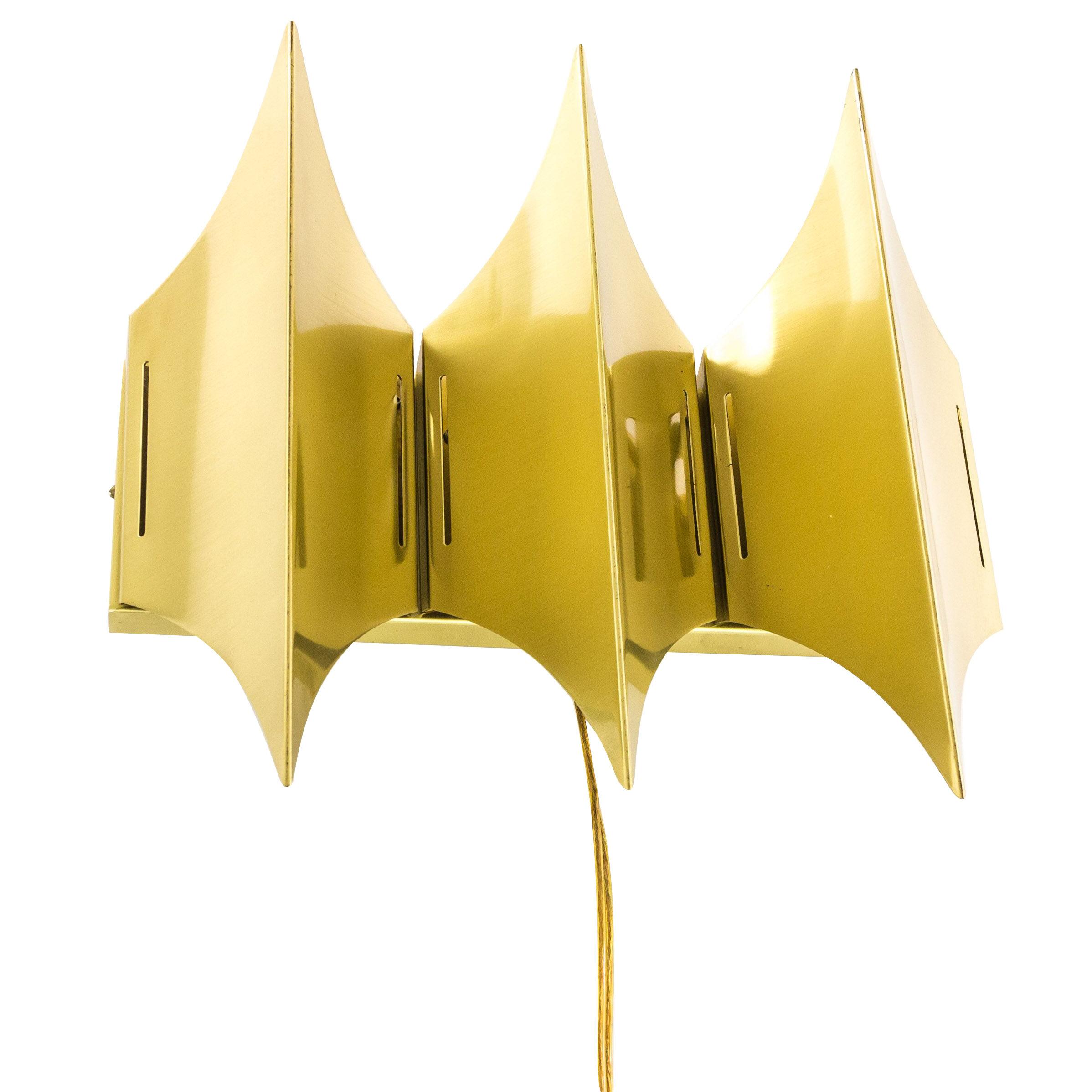 Sculptural brass wall lamp Gothic III by Lyfa, 1960s