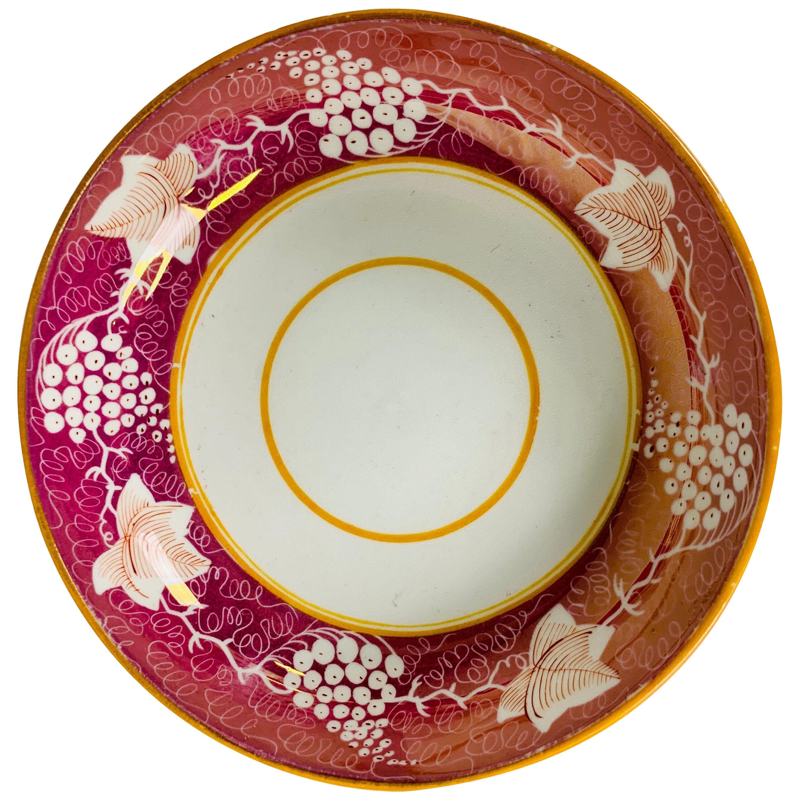 The Collection of Mario Buatta Pink Lustre Porcelain Saucer Made England c- 1830