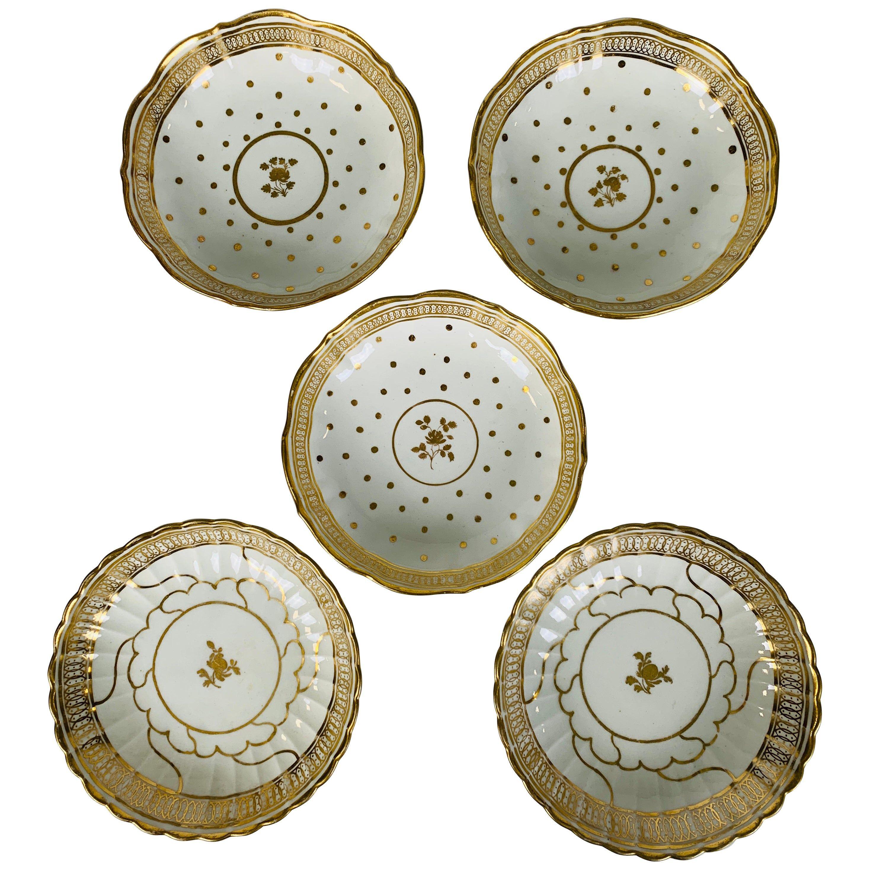 From the Collection of Mario Buatta 5 Worcester White and Gold Saucers