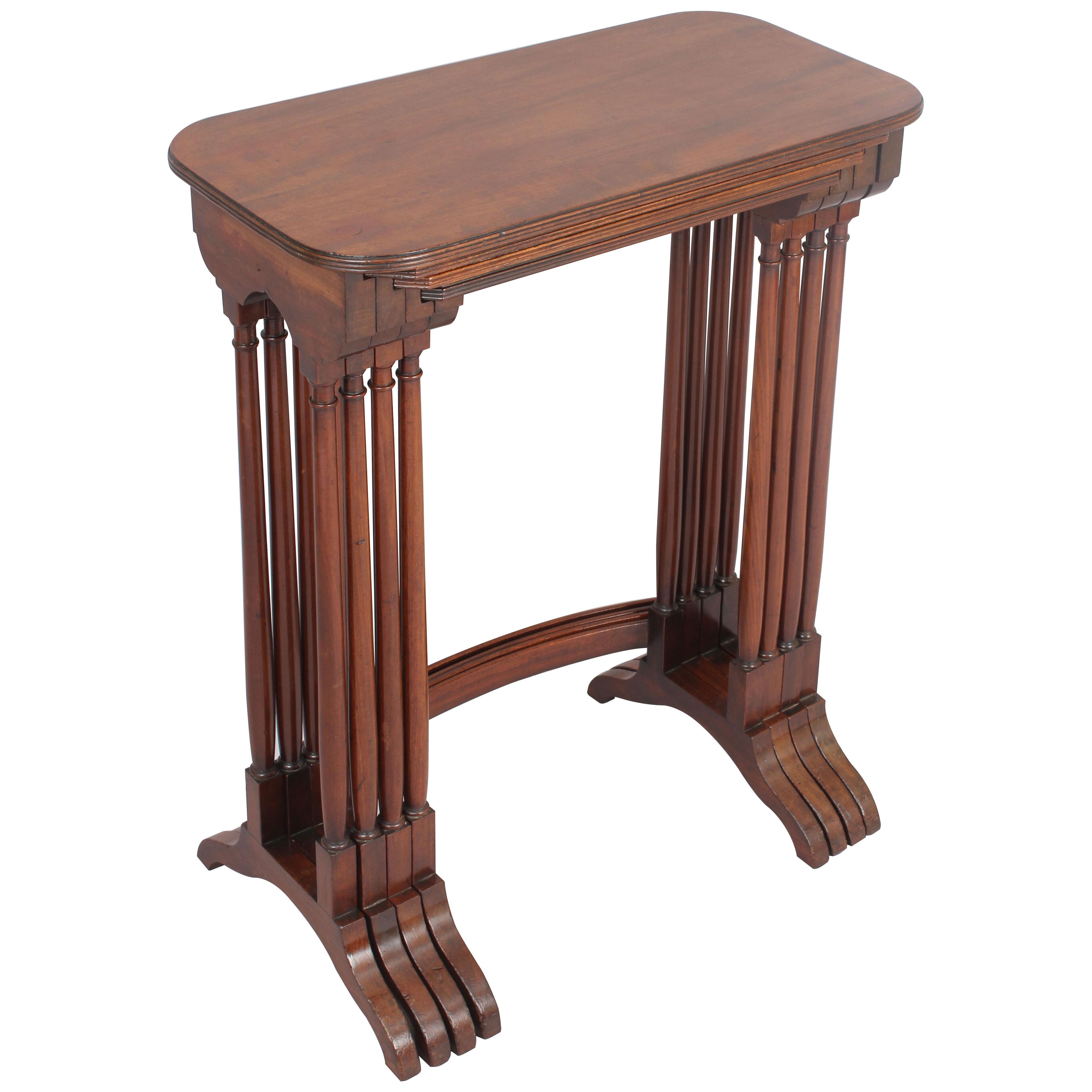 Fine quality George III period mahogany set of quartetto tables
