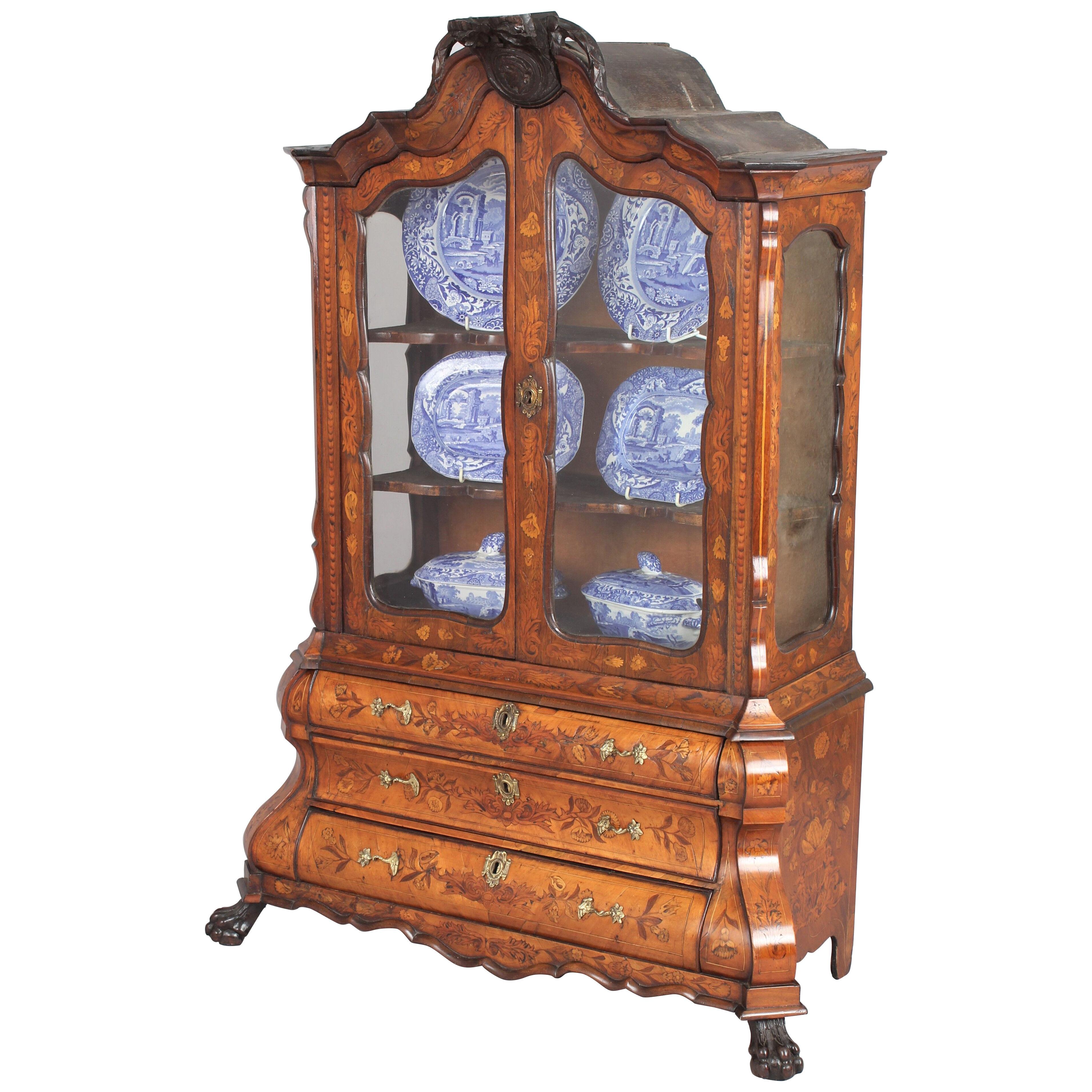 A fine late 18th/19th century Dutch marquetry display cabinet