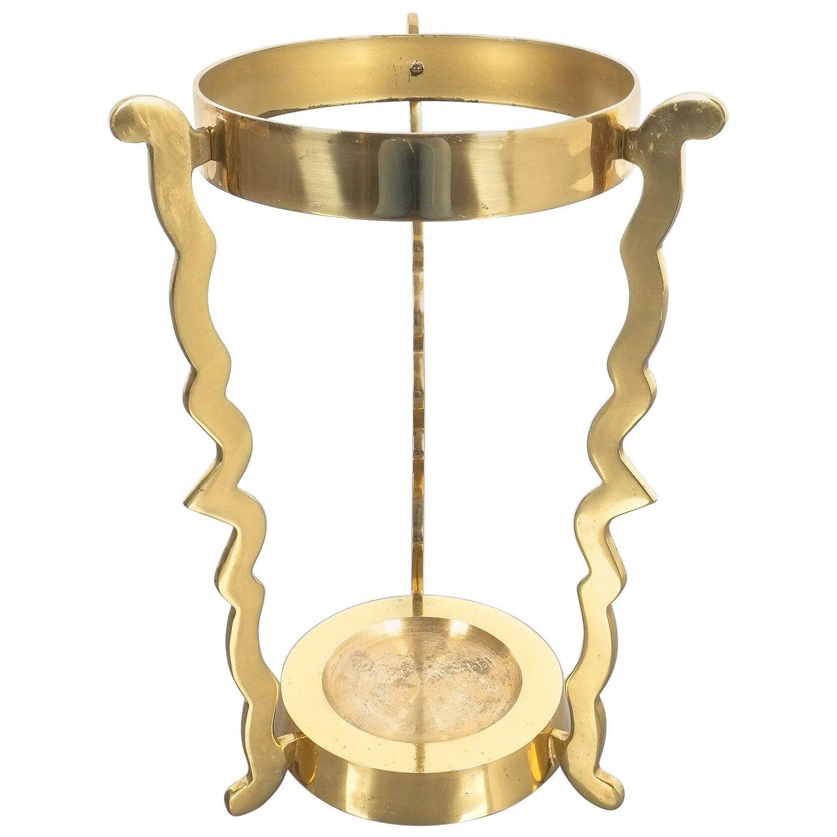 Midcentury Umbrella Stand From Solid Brass