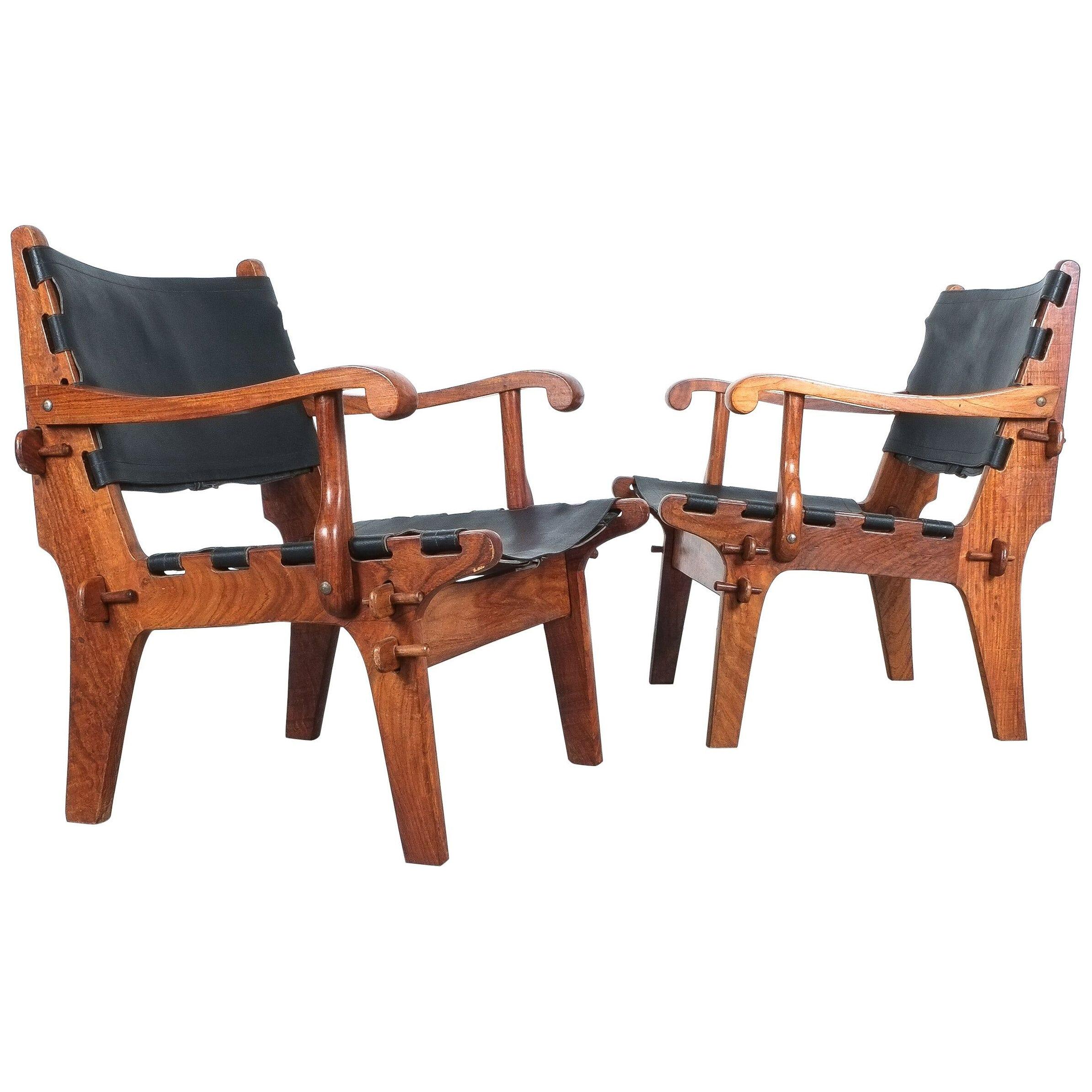 Safari Chairs Angel Pazmino Rosewood Hunting Armchairs Black Original Leather
