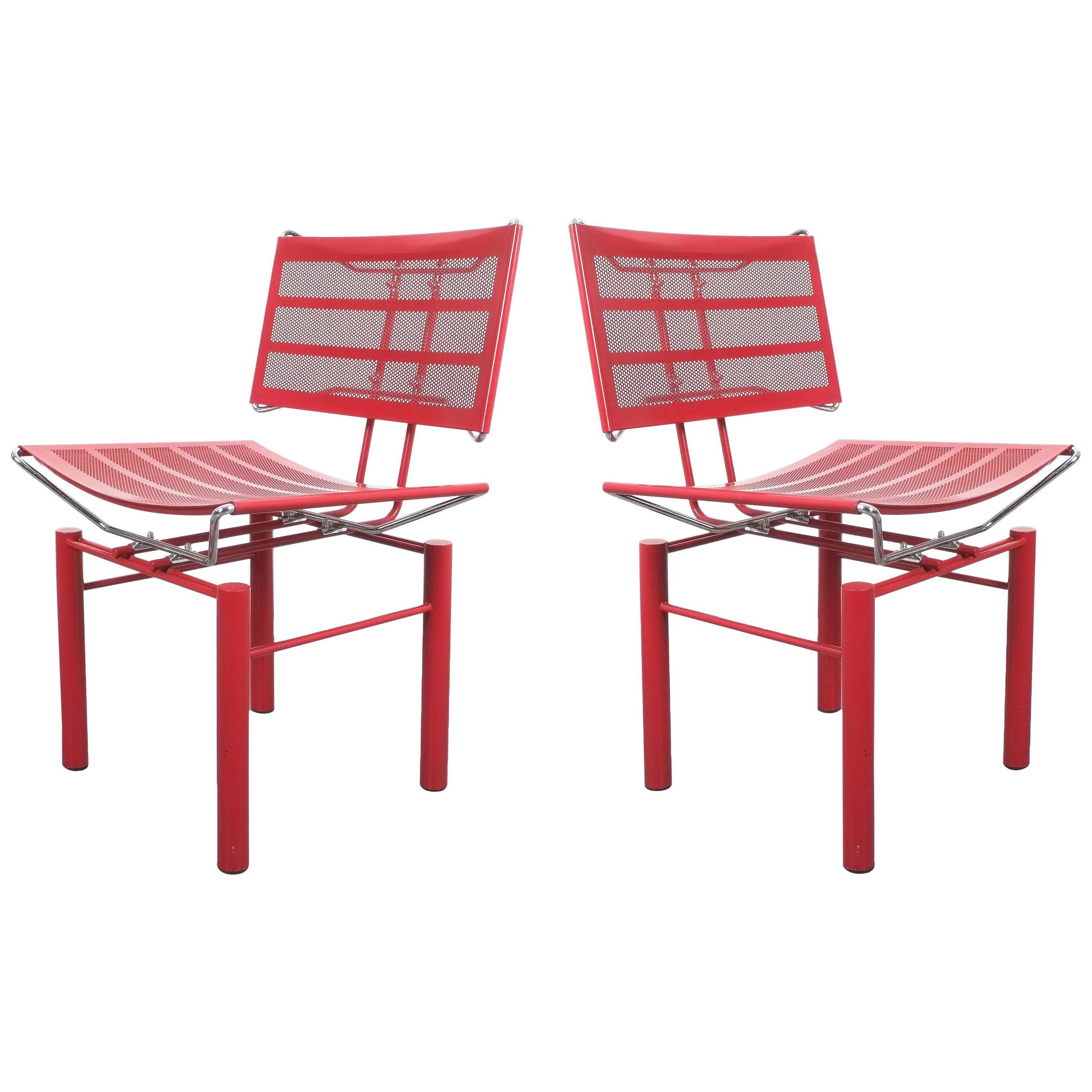 Pair of Red Hans Ullrich Bitsch Chairs Series 8600