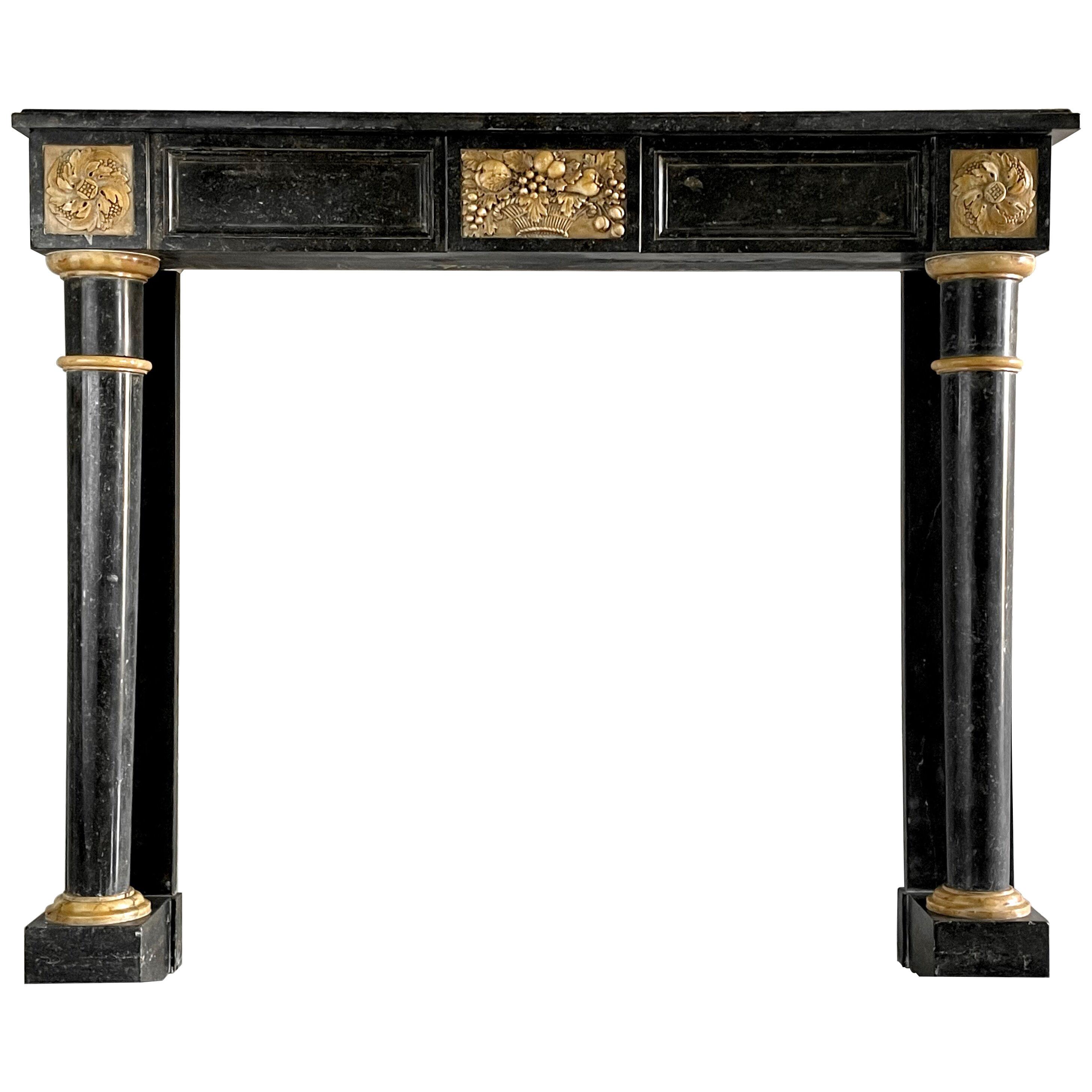 19th century blue stone and marble empire mantel 