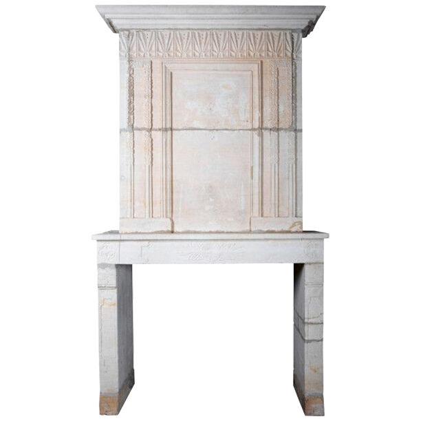 20th century Directoire style stone fireplace 