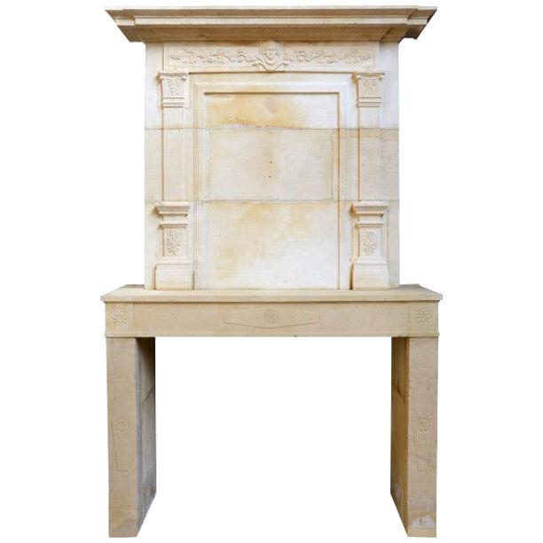 19th century Louis XVI style stone fireplace