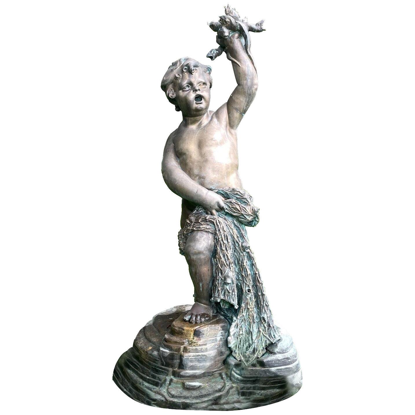 1900 Young italian fisherman bronze statue 