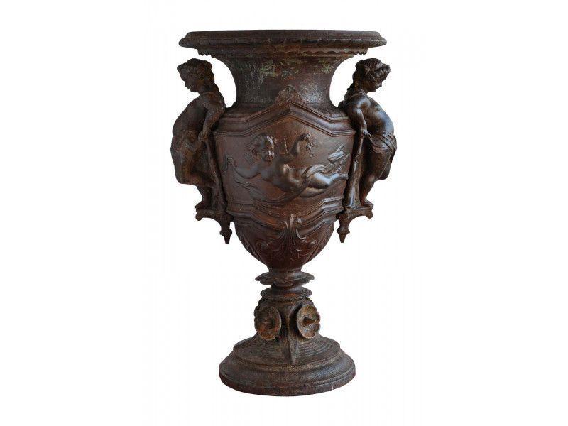 19th century rare Louis XVI style cast iron vase 