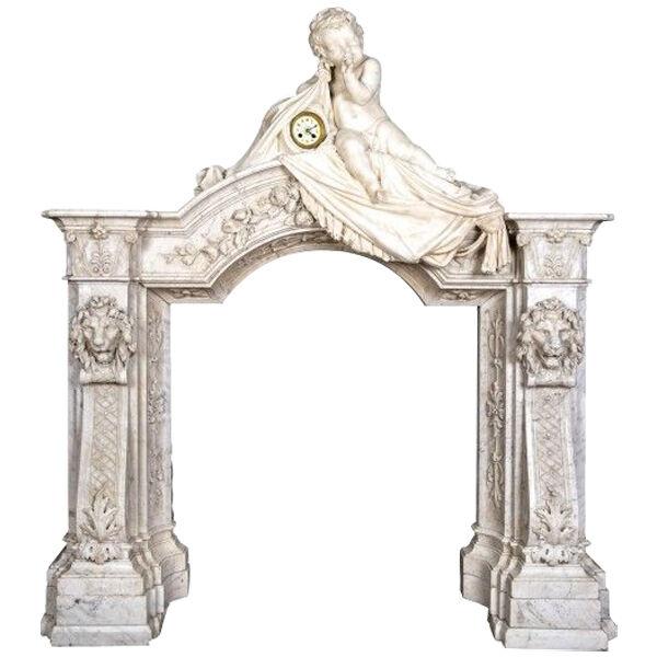 19th century neoclassic style marble fireplace 