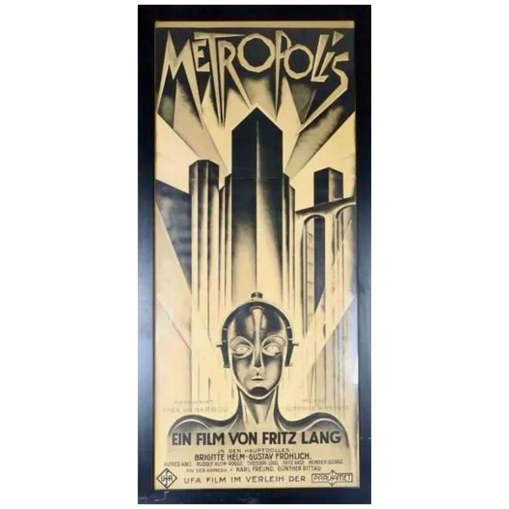 Art Deco Style Metropolis Large Framed 3-Sheet Lithograph Poster