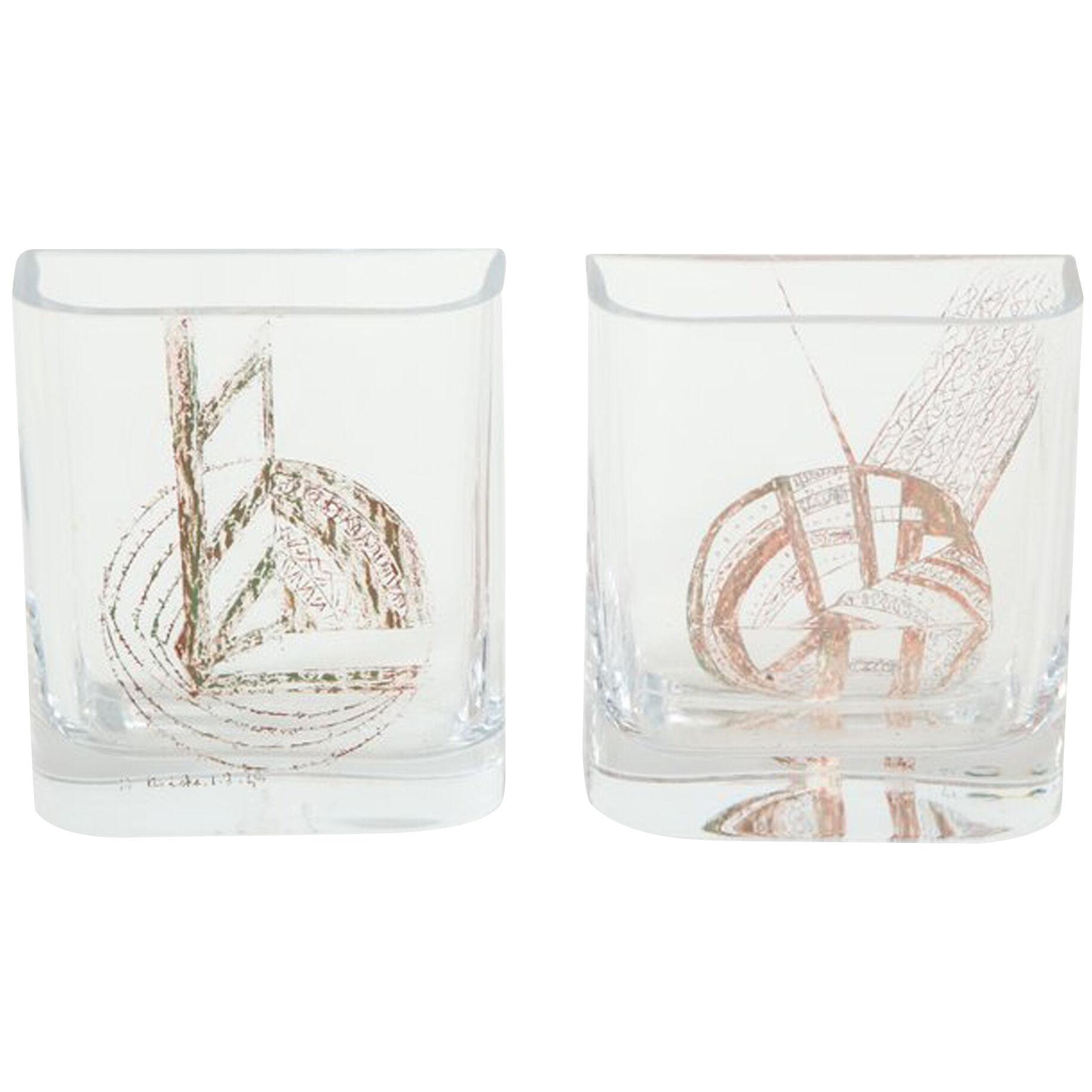 Pair of Etched Glass Vases