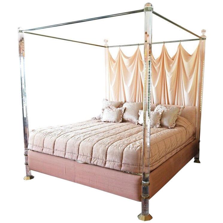 Charles Hollis Jones "Bob Hope" King-Size Bed in Lucite & Solid Brass