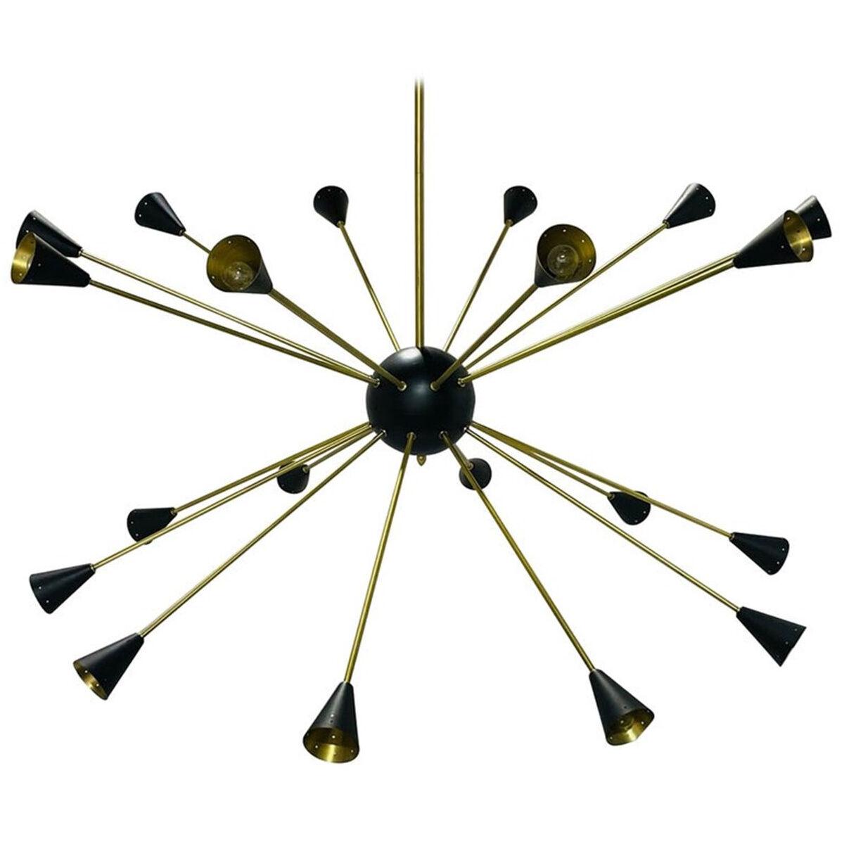 Sputnik Style Brass Chandelier