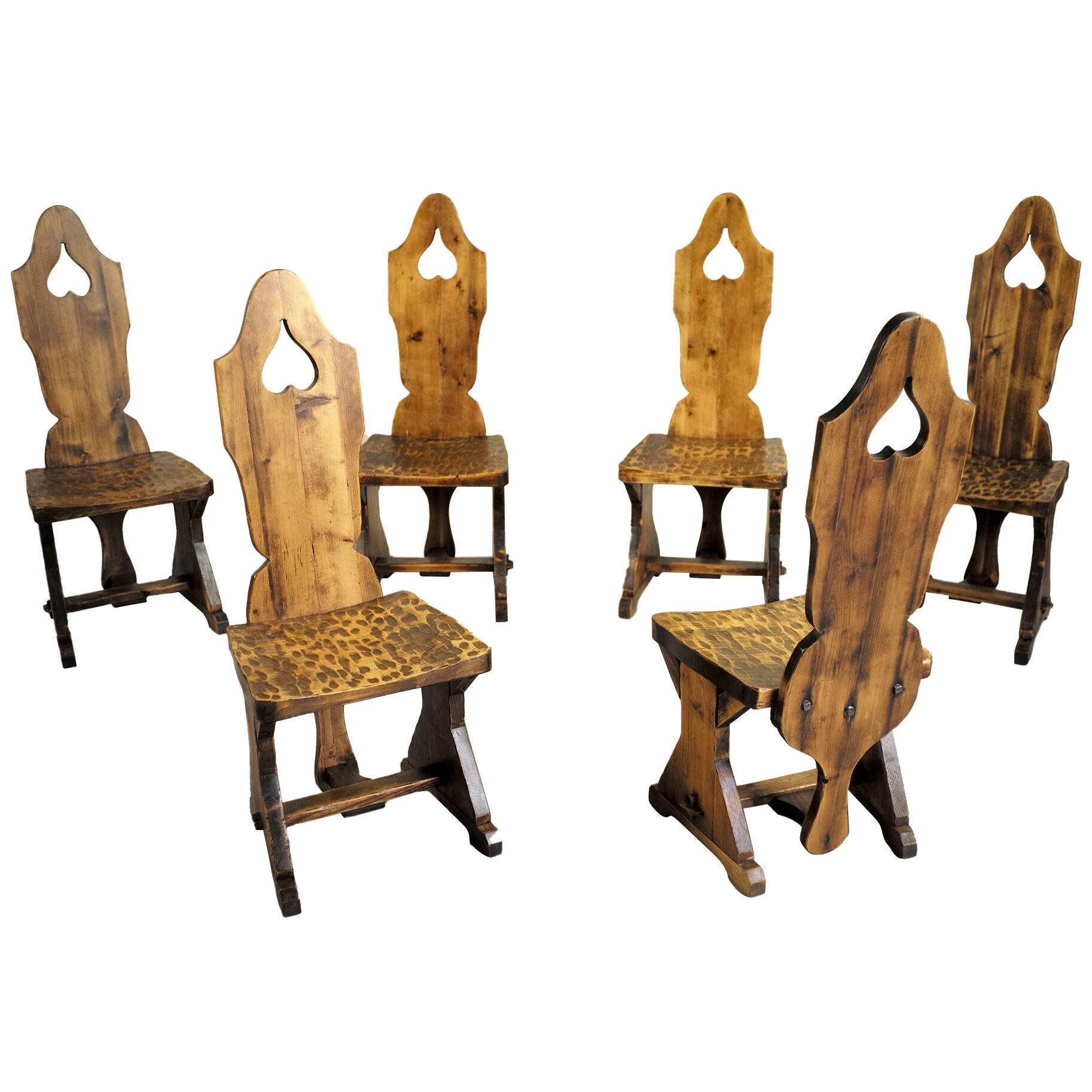 Set of 6 Mountain Chairs, France, 1950