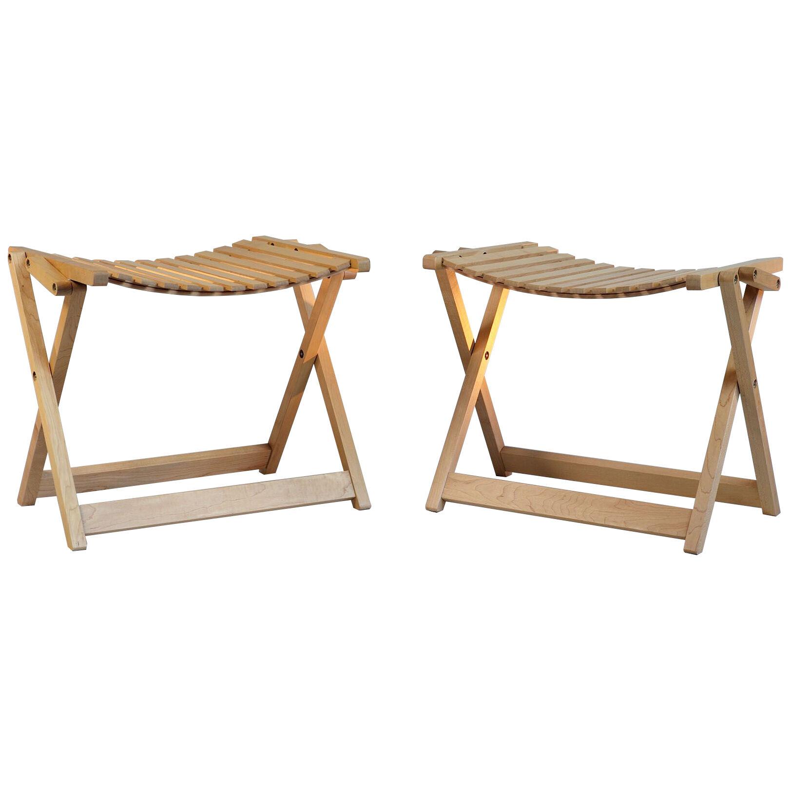 Jean-Claude Duboys: Pair of A4 maple stools, France 1980