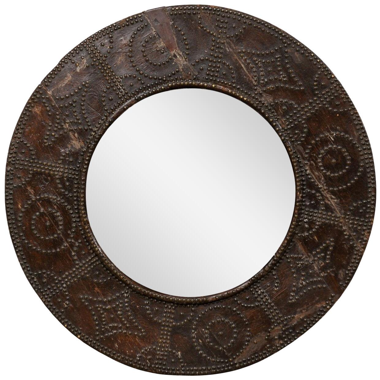 Spanish Antique "Brasero" Nail-Head Mirror