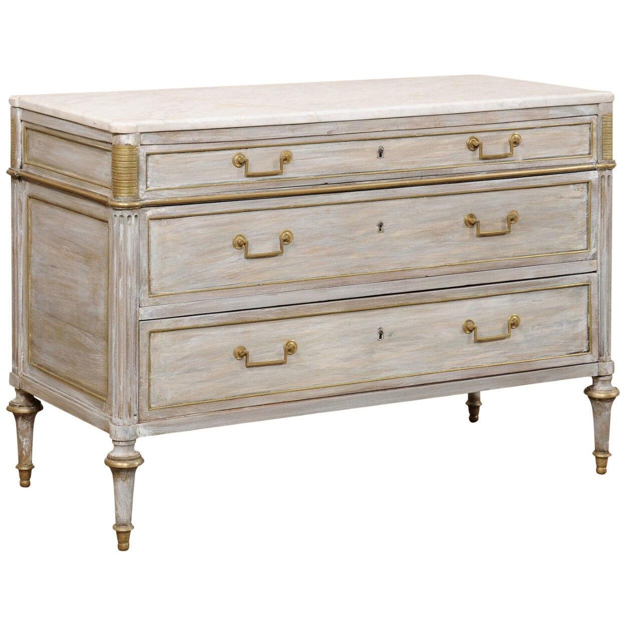 French Neoclassical Period Marble Top Chest