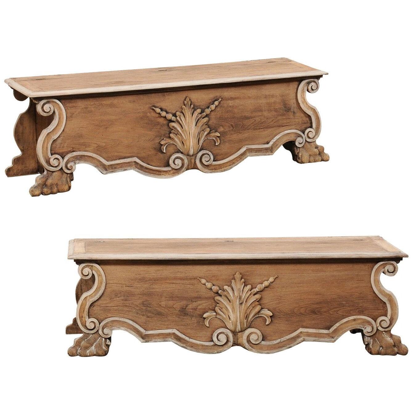 Italian Pair Baroque-Style 19th C. Benches