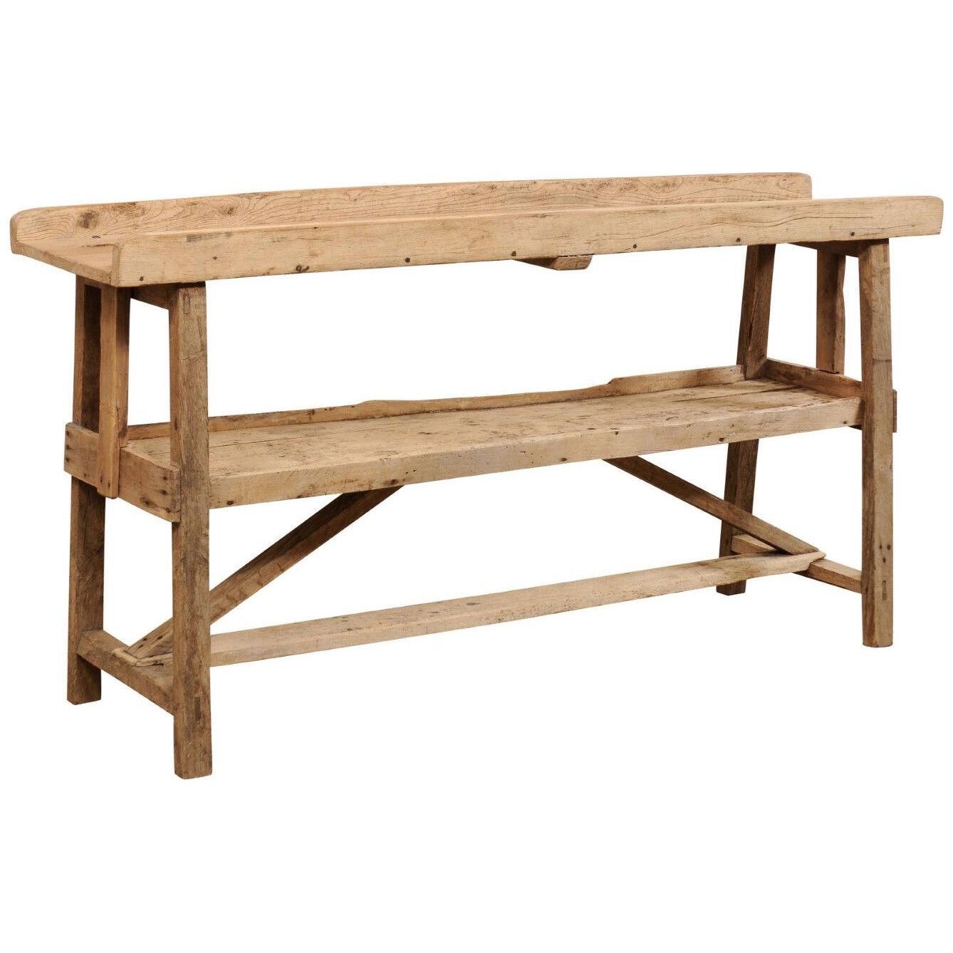 Rustic Spanish Tiered Wooden Antique Table
