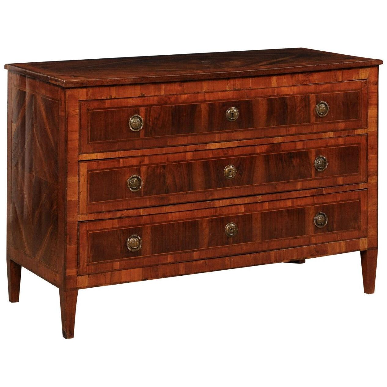 French Empire Period Bookmatch Veneer Chest