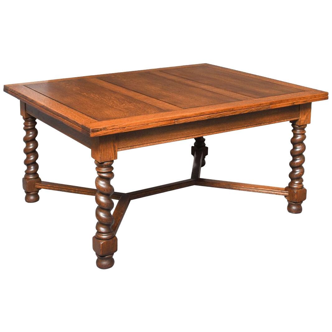 Large Jacobean Style Oak Draw Leaf Table