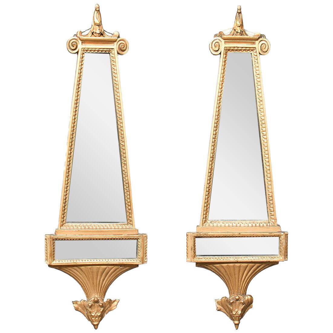 Pair of Adam Style Gilded Mirrors