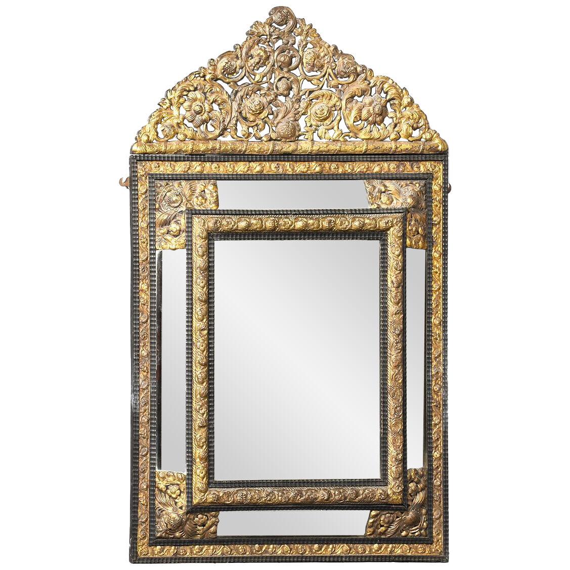 Dutch Brass and Ebonized Mirror