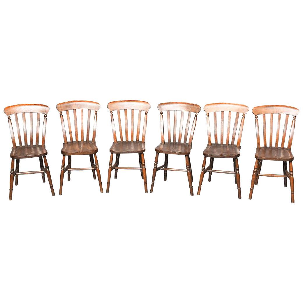 Set Of 6 And 2 Victorian Elm Kitchen Chairs