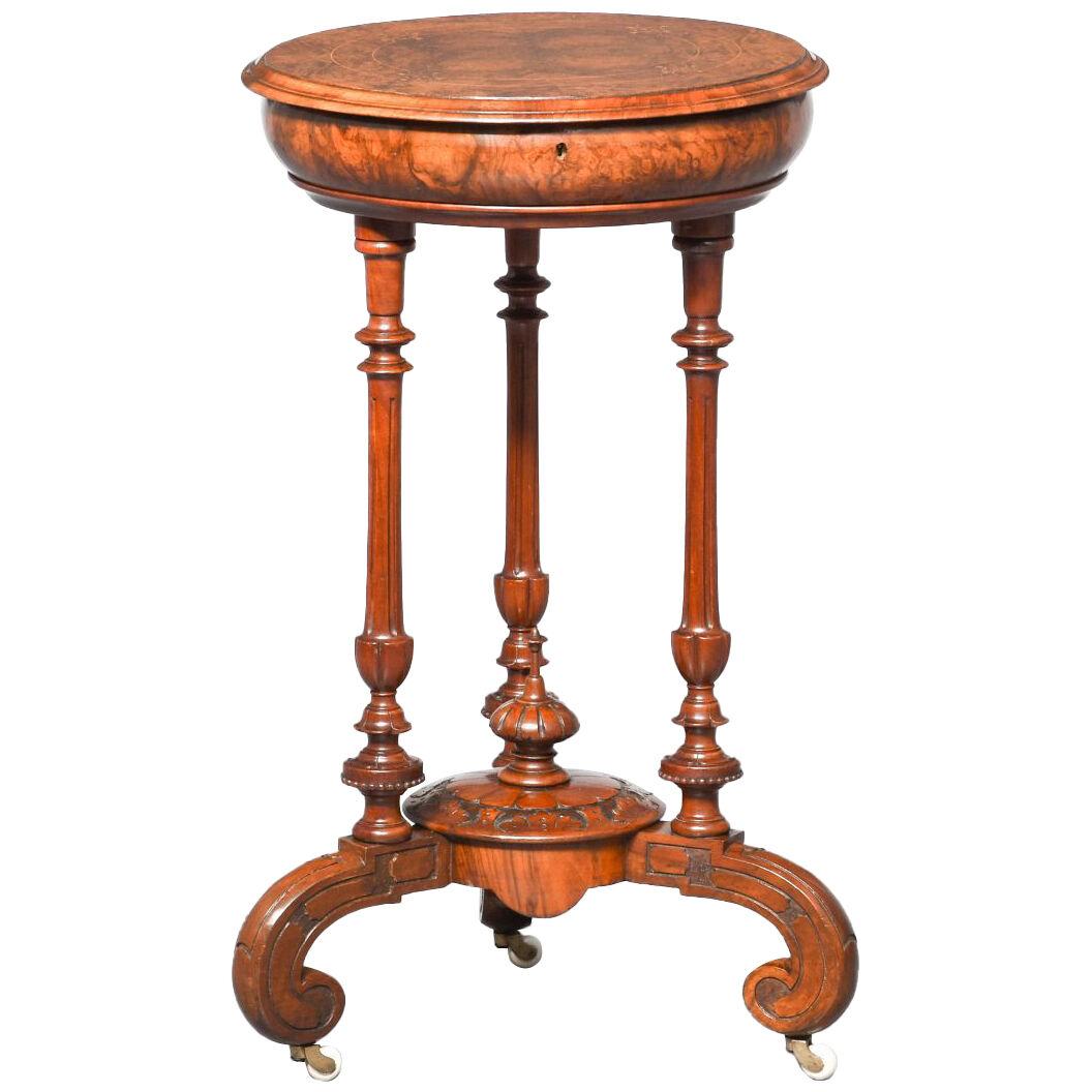 Victorian Burr Walnut and Inlaid Work Table
