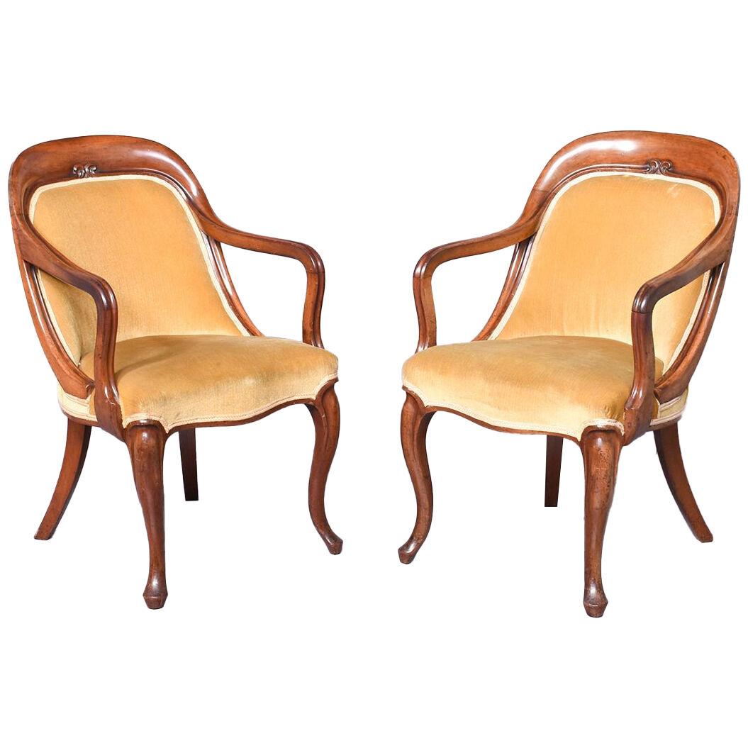 Pair of Stylish Mid-Victorian Mahogany Library Chairs