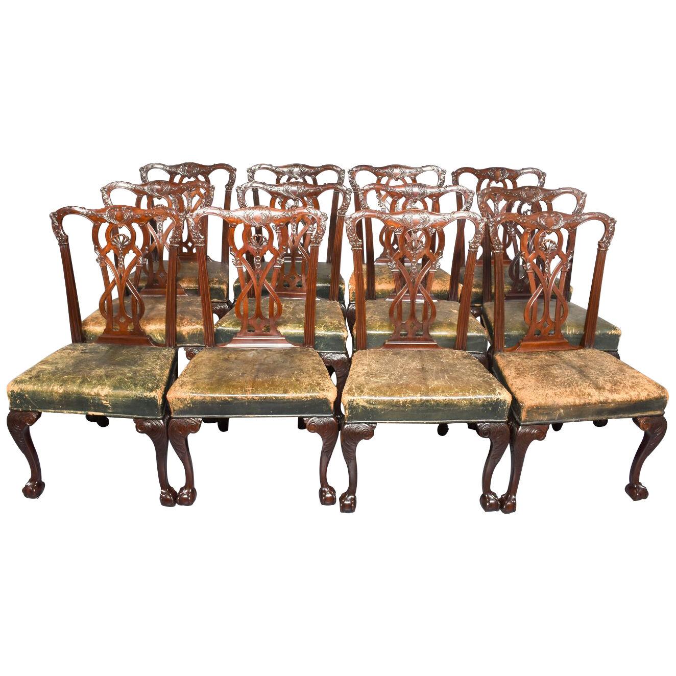 Rare set of 12 Mahogany Chippendale chairs by Marsh, Jones and Cribb 