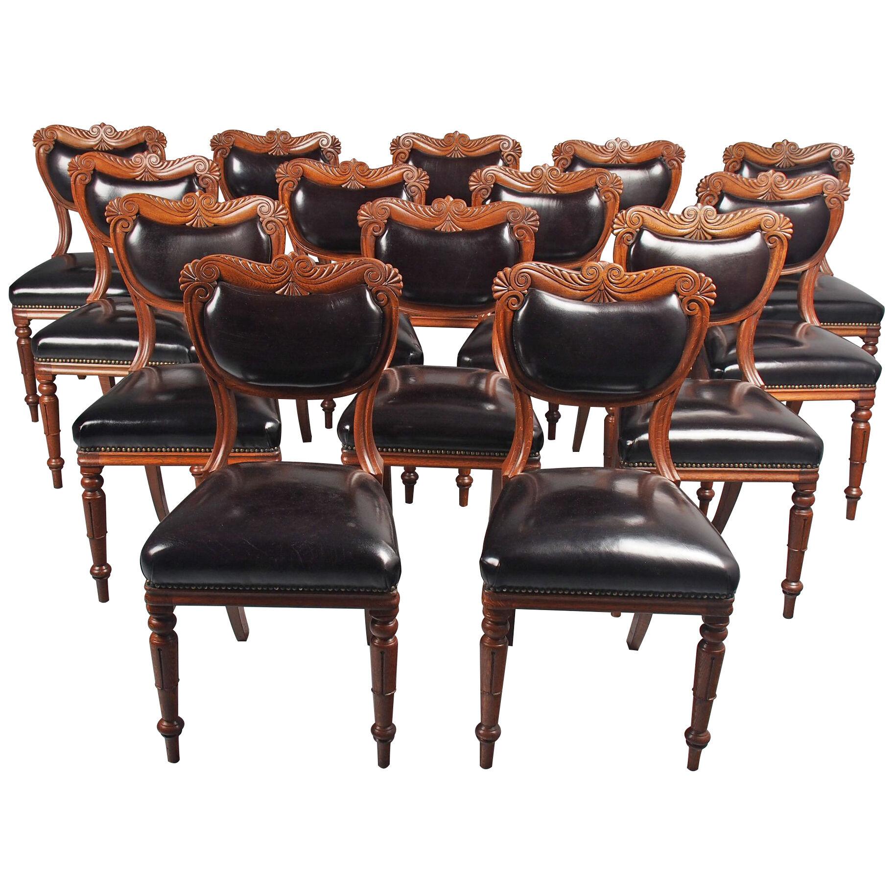 Set of 14 William IV Scottish Oak Dining Chairs