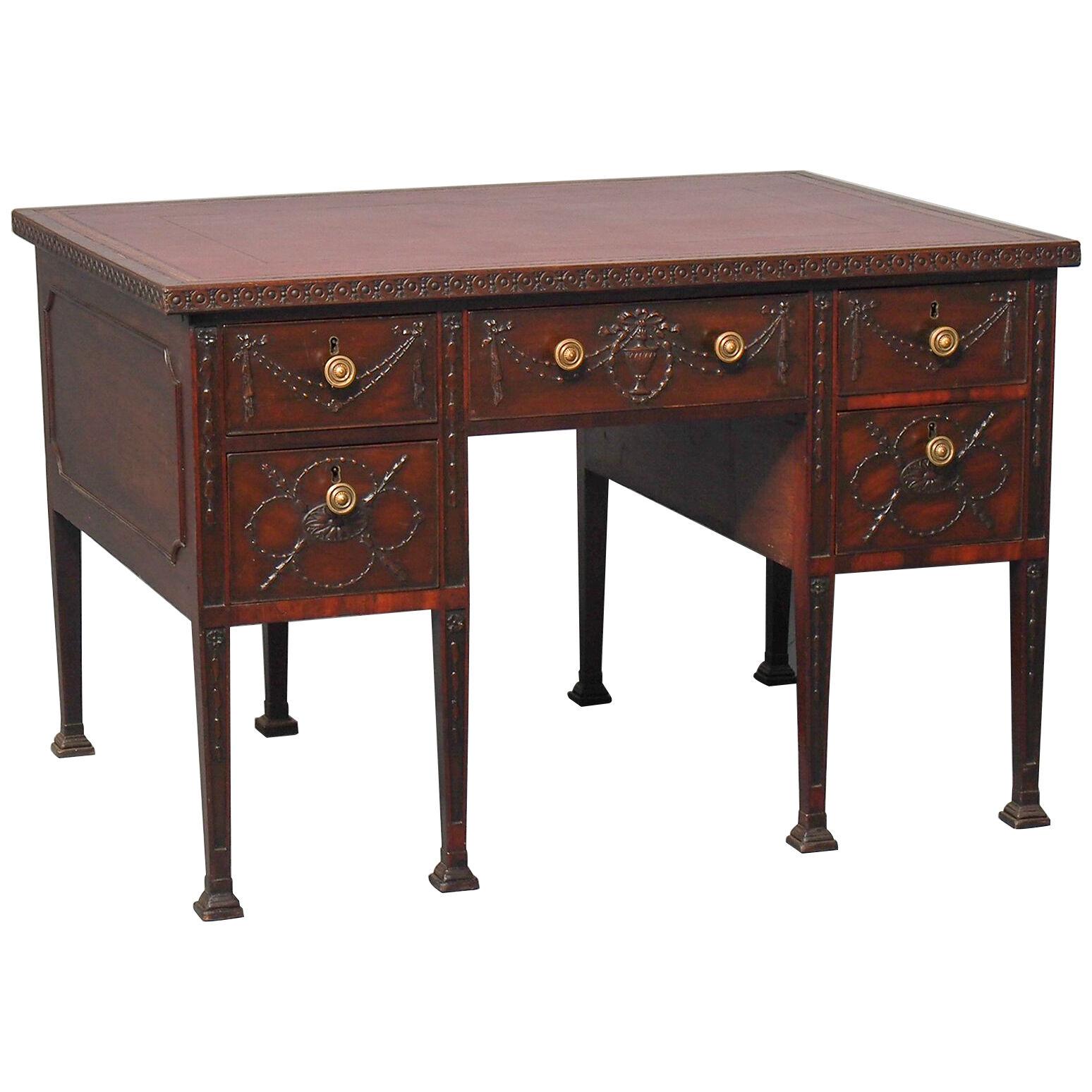 Rare Georgian Period Adams Style Mahogany Desk