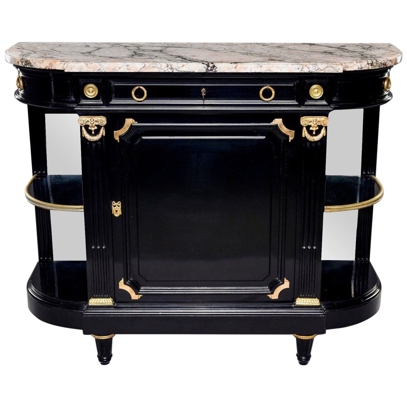 19th C French Empire Style Commode with Marble Top and Brass Fittings