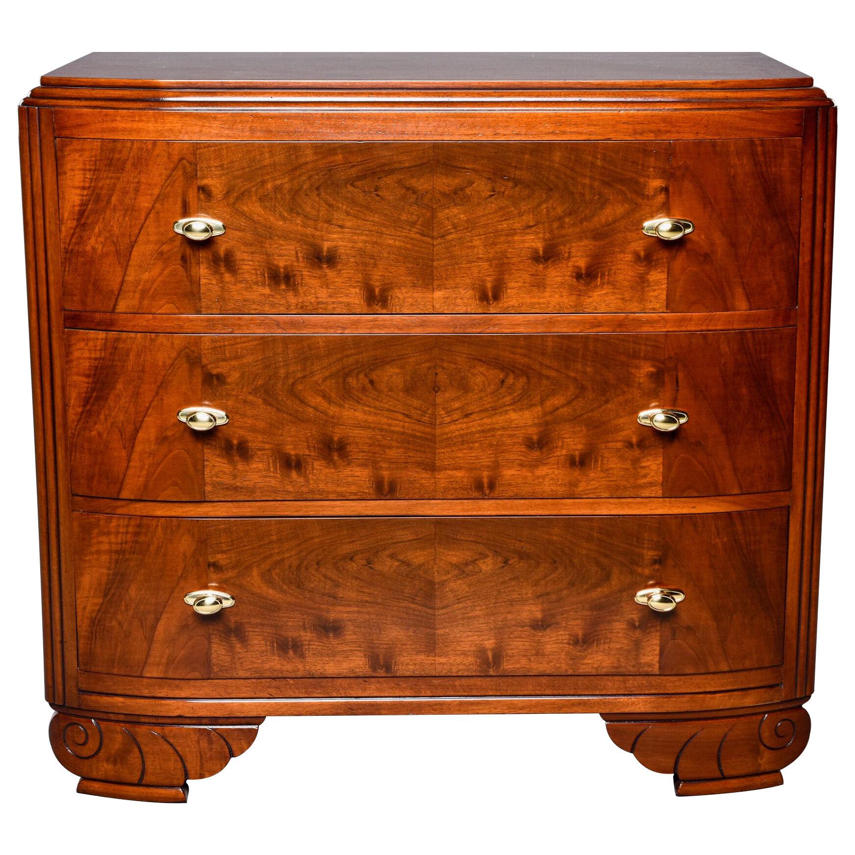 French Art Deco Walnut Chest of Drawers