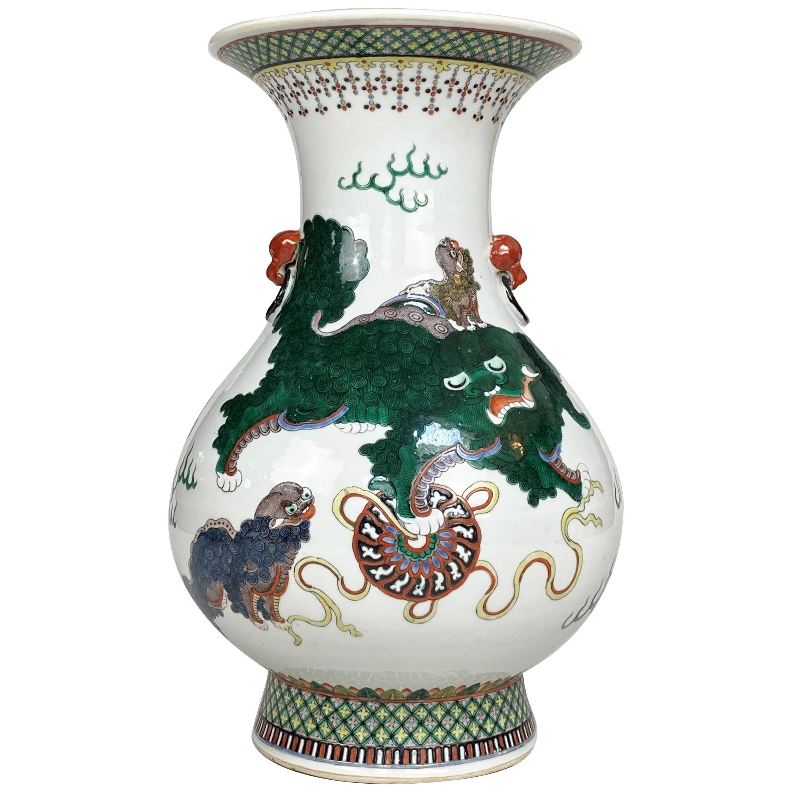 A 19th Century Chinese porcelain famille verte flare-top vase