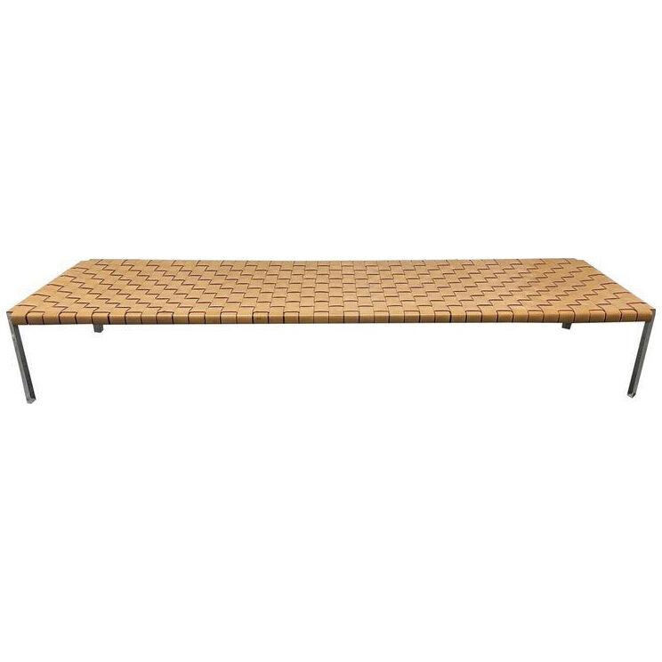 Woven Leather Strap Daybed / Bench by Katavalos for Laverne
