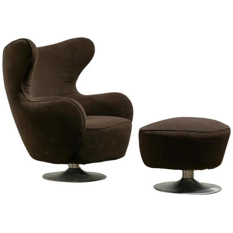 Vladimir Kagan Lounge Chair and Matching Ottoman Labeled