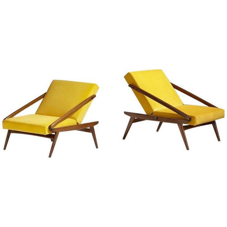 Ejvind A. Johansson Adjustable Lounge Chairs Pair