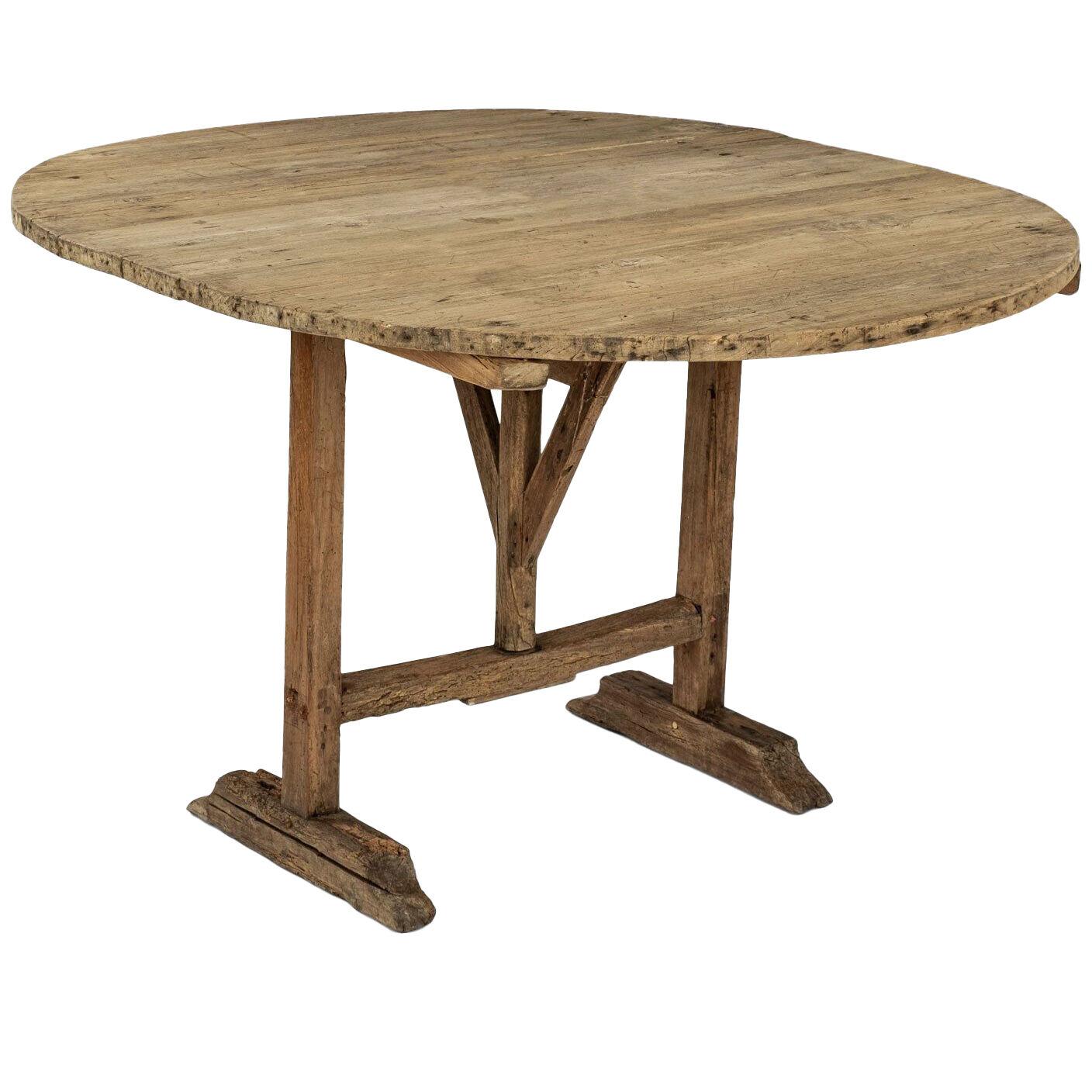 Rustic Early Oval-Shape Tilt-Top Table