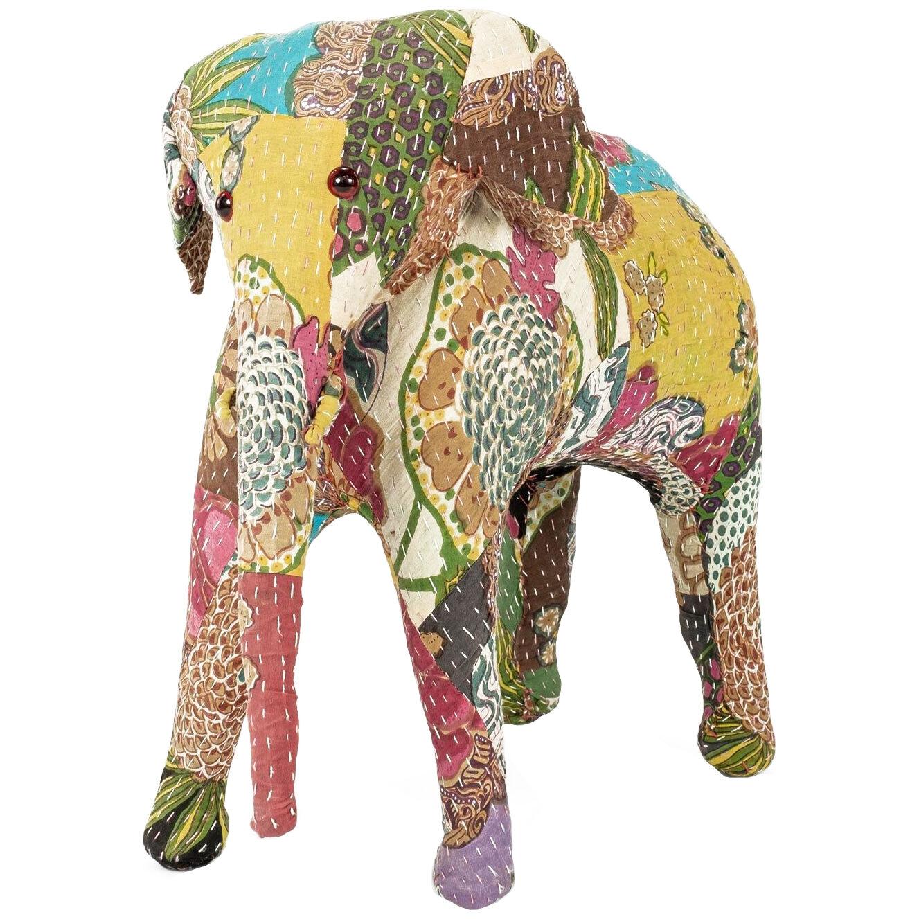 Vintage Cotton Elephant Covered in Indian Textiles