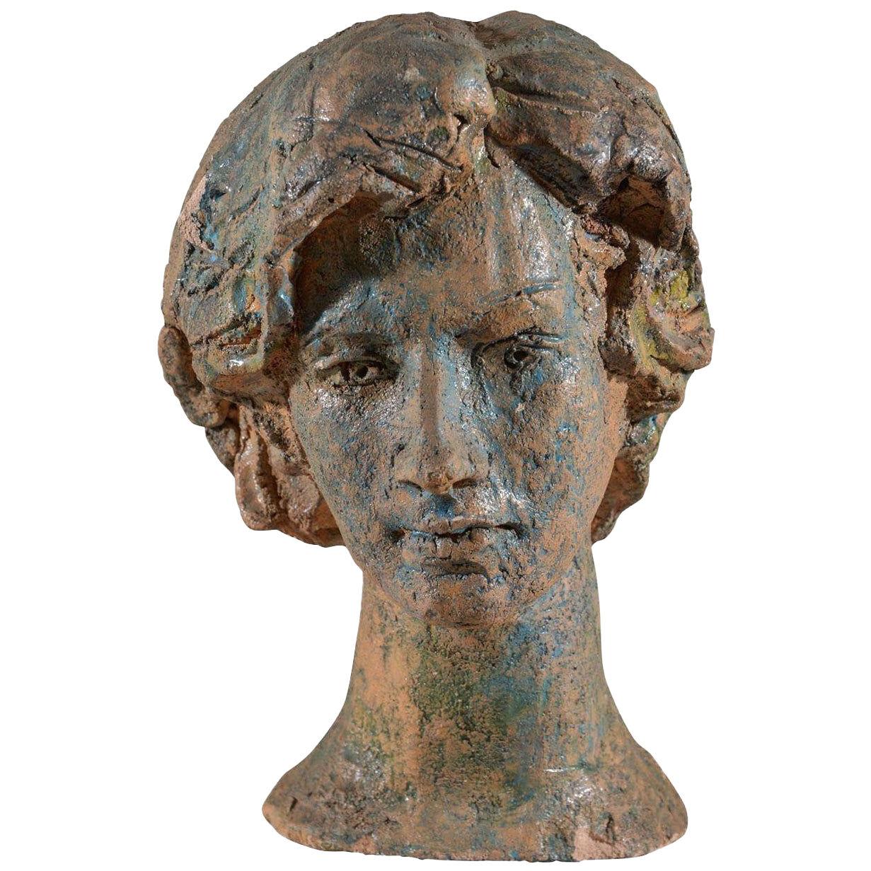Italian Ceramic Bust by Angelo Grilli